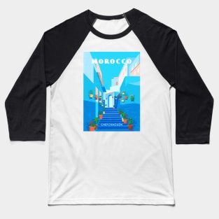 Morocco, Chefchaouen - Retro travel minimalistic poster Baseball T-Shirt